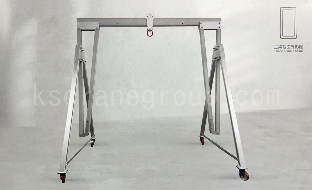 Rectangular main beam portable adjustable aluminum gantry crane