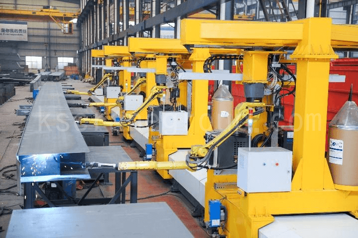 Fully Automated Double Girder Cranes Main Beam Internal Seam Robot Welding Station 1