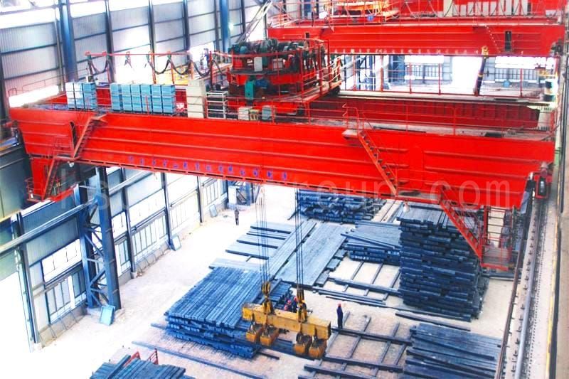 Rotating trolley electromagnetic overhead crane with lifting beam 1