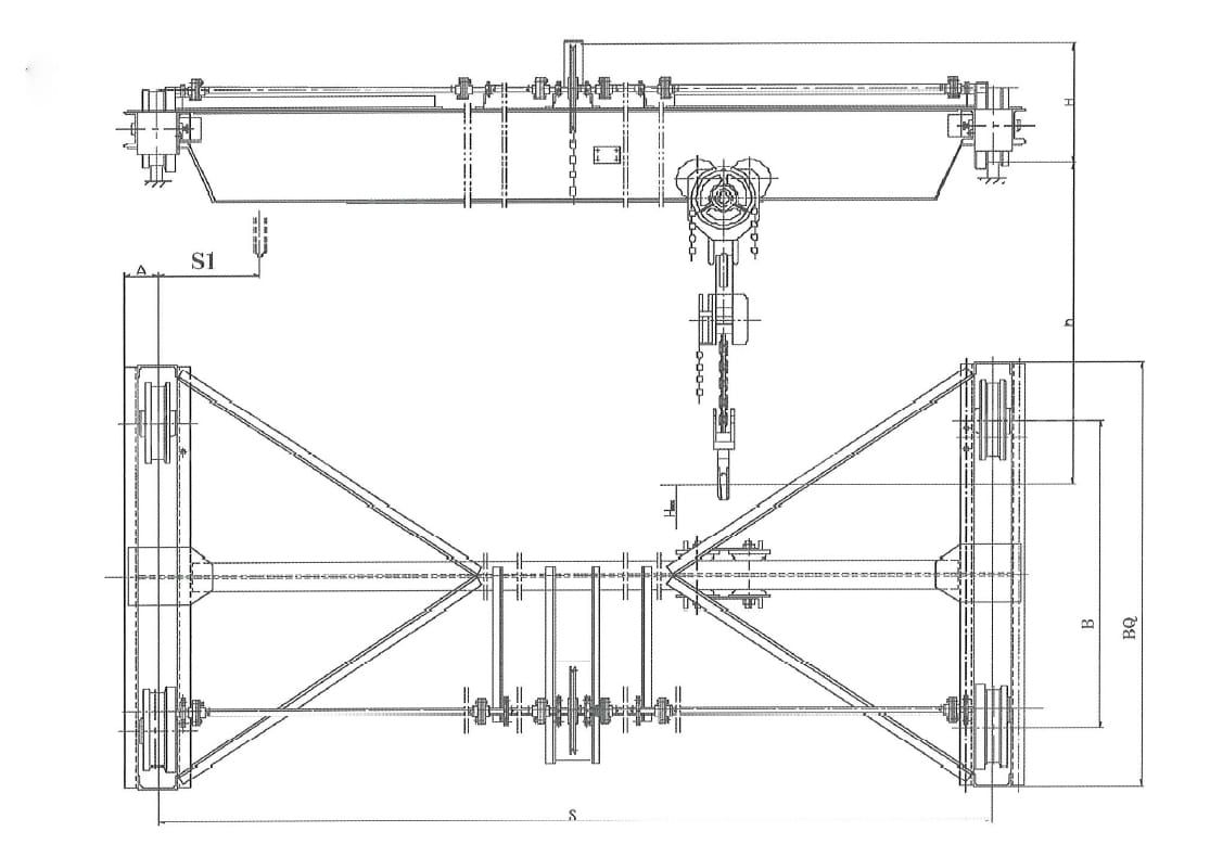 SL Manual Single Girder Overhead Crane Drawings