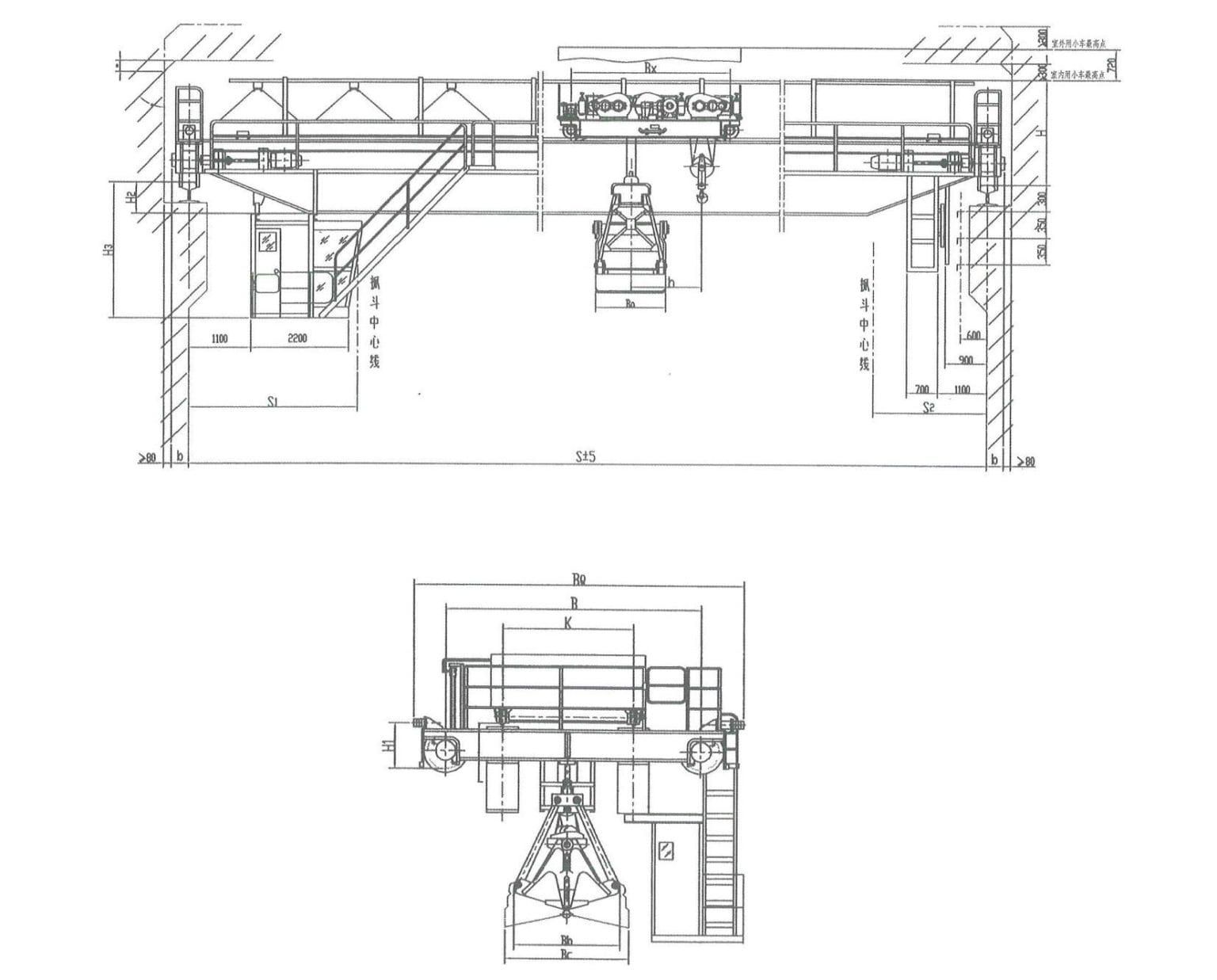 QN Slag Handling Overhead Crane With Grab Bucket And Hook To Improve ...