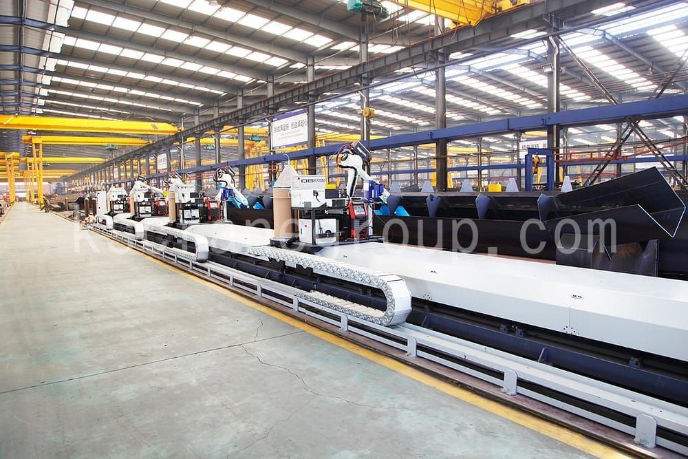 Single beam bridge crane main beam internal joint robot welding line4